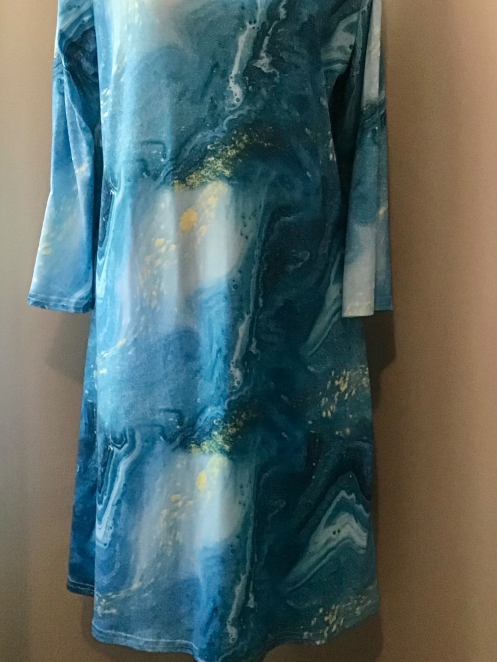 Camisa Long Sleeve Swing Dress, Size X-Large, Blue multi